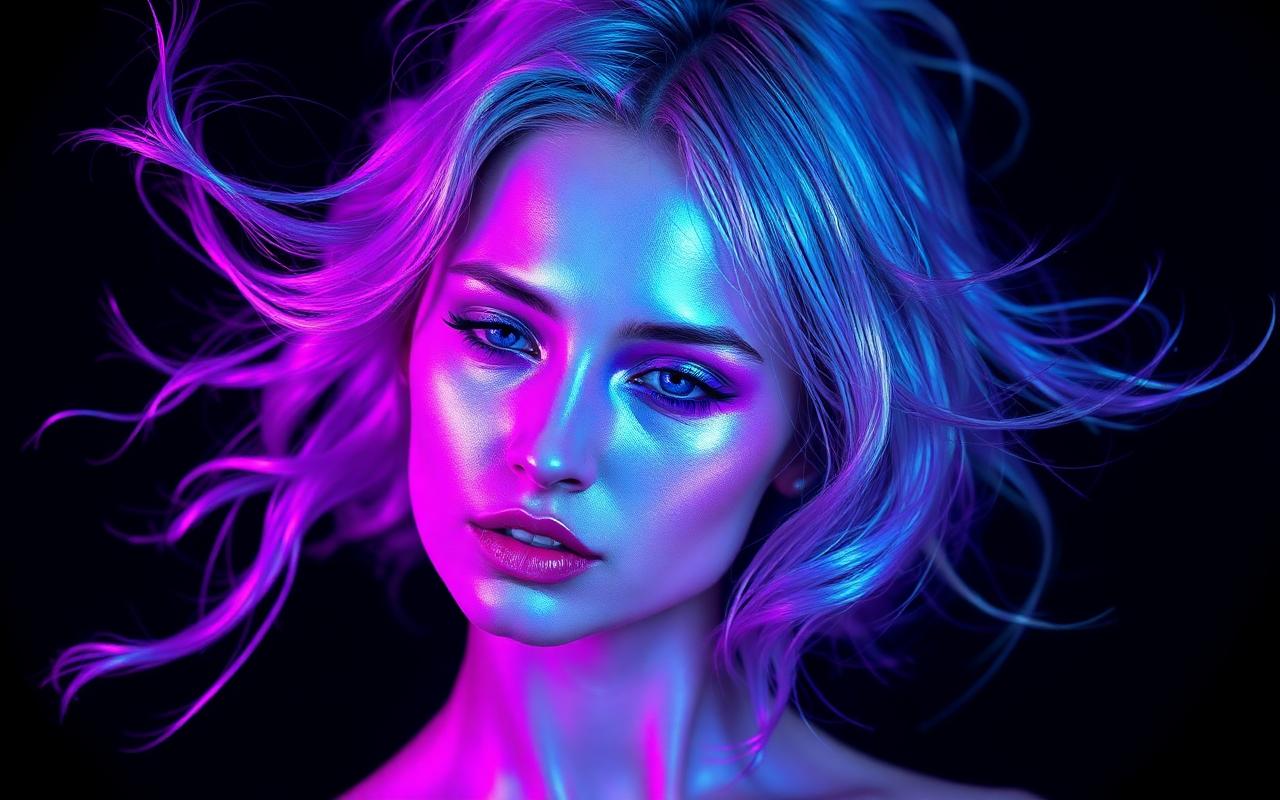 A face built from light