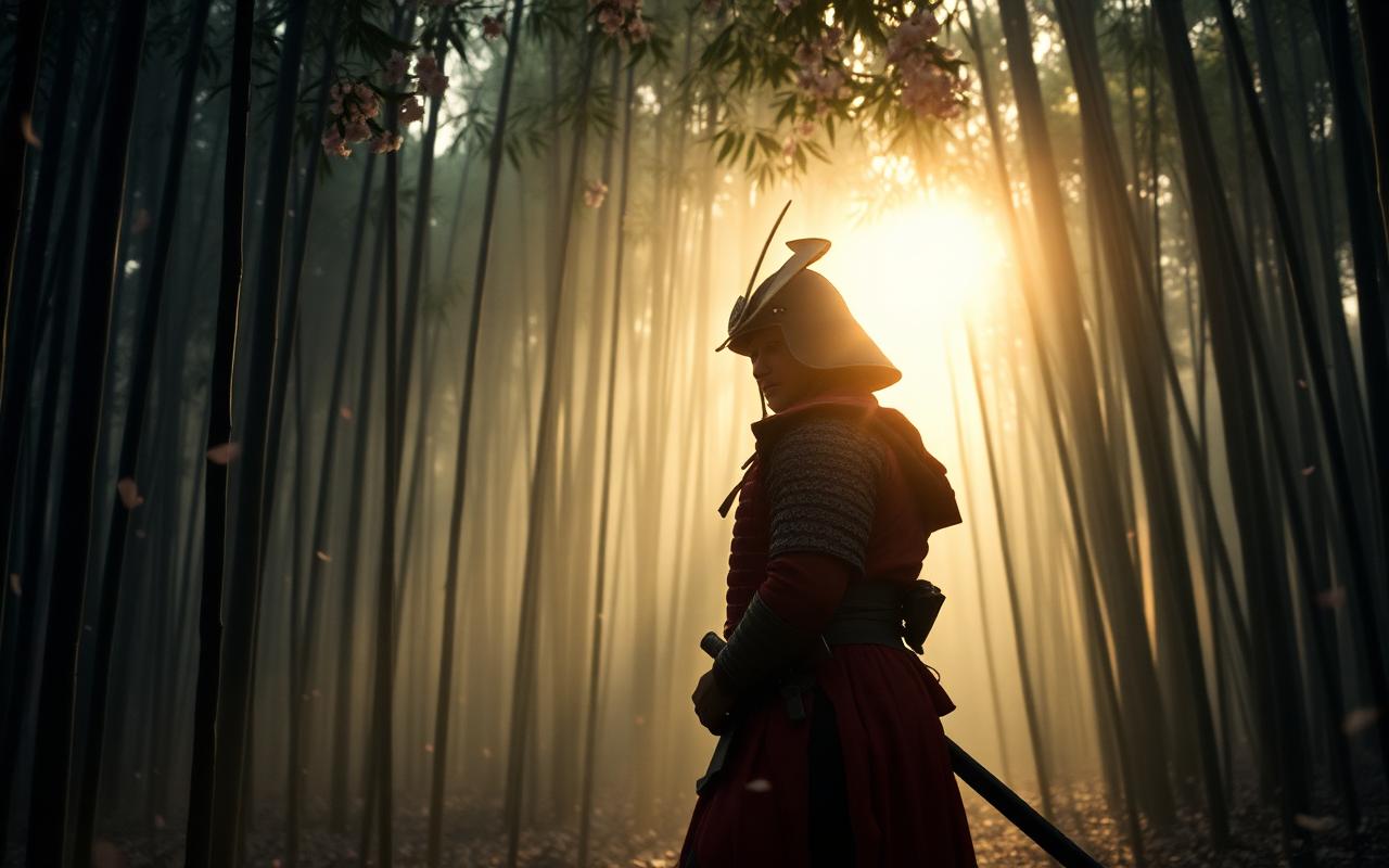 The last light through bamboo